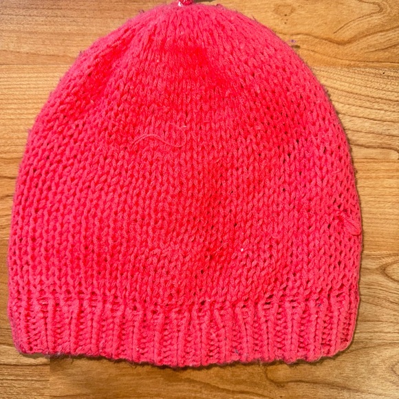 Women’s Vintage Coral Red Knit Used Winter Cute Hat - Picture 4 of 7
